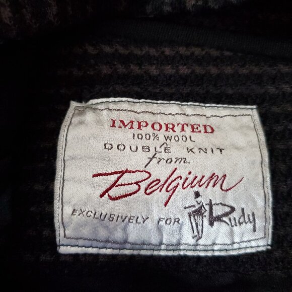 Womens Belgium Wool Belted Sweater Jacket M/L Black Brown 3/4 Sleeve Academia - Picture 4 of 4